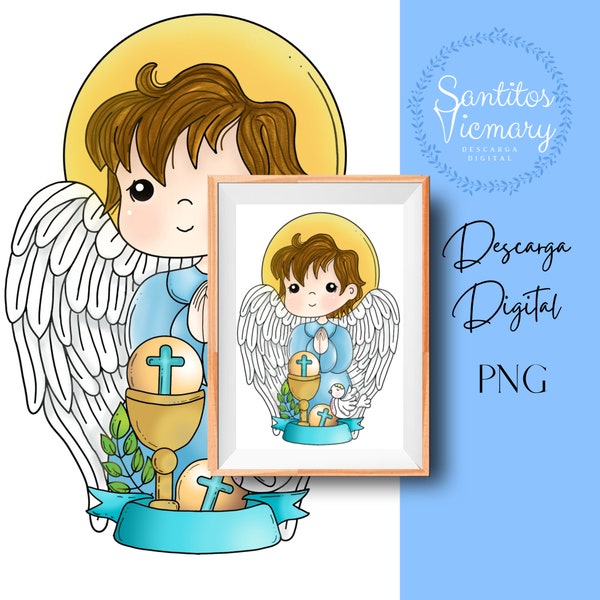 Guardian Angel.Digital download, Baby room decoration, first communion angel, baptism angel, christening.