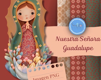 Virgin of Guadalupe, digital download, our lady of Guadalupe, lupita, paint our lady of Guadalupe, baptism, first communion invitation.