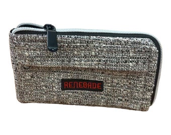 Grey Padded Pouch Soft Padded Interior | Protective Hemp Pouch for Glass with Interior, hand bag clutch travel organizer