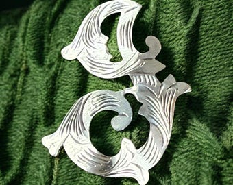Antique Sterling Silver Brooch – Ornate Scrollwork Pin, Hallmarked victorian era .925 sterling Silver