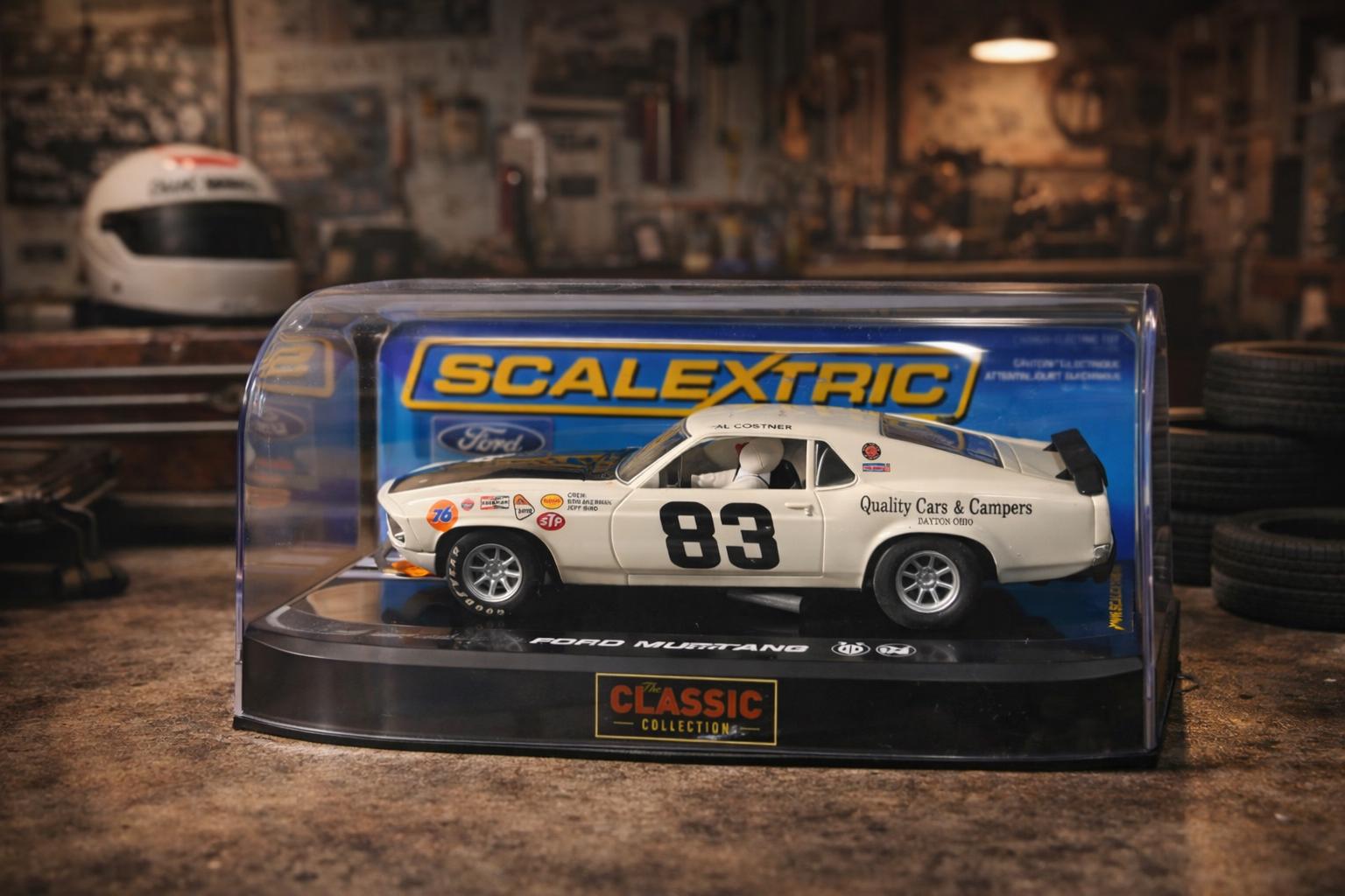 ミニカー SCALEXTRIC Ford Mustang AL COSTNER 1/3 Vintage Scalextric Ford Mustang Slot Car Al Costner #83 Classic