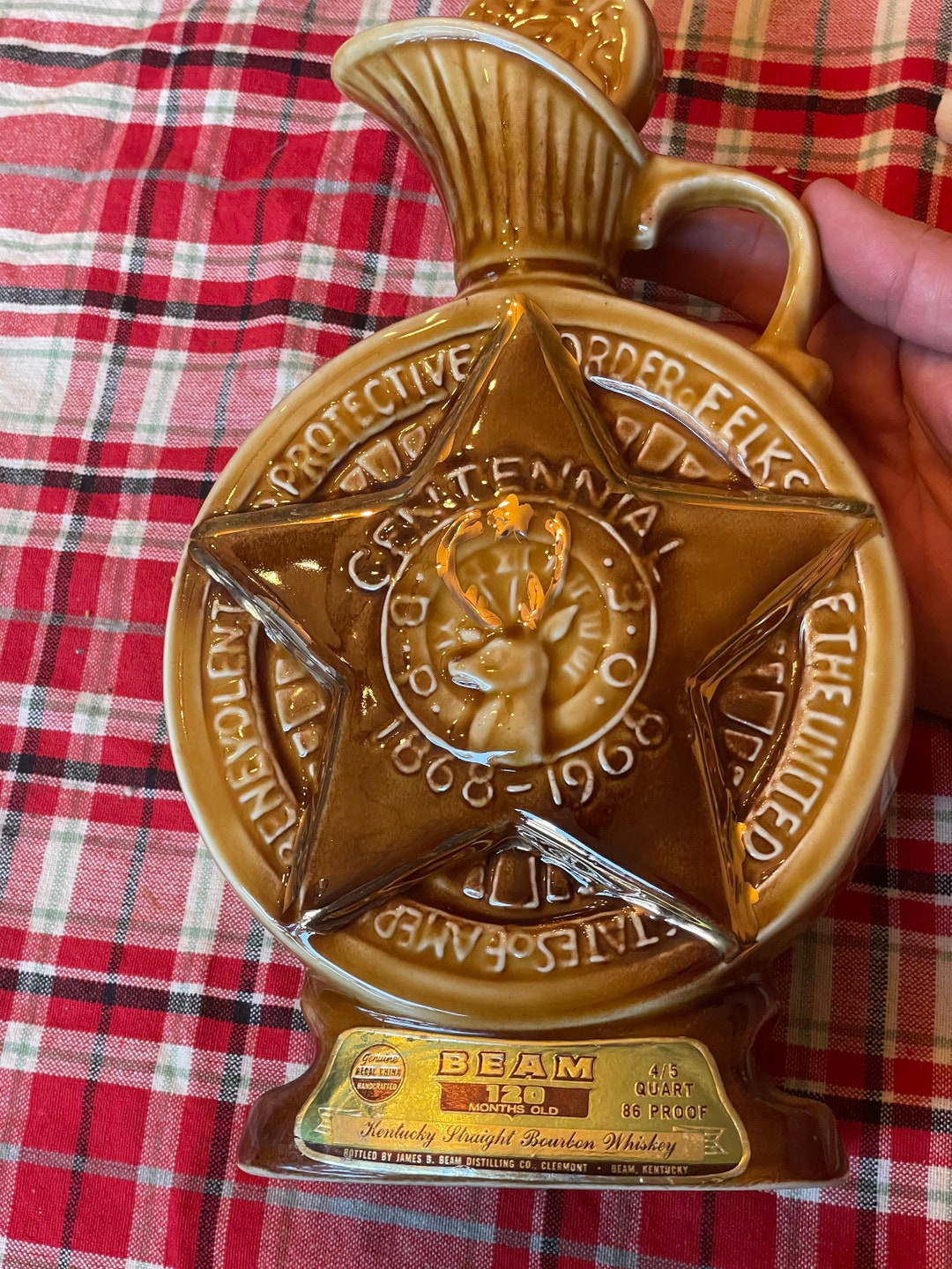 Jim Beam Decanter Centennial 18681968 BPOE Elks Club Whiskey Jug