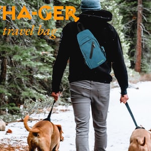 Dog Travel Bag for hiking, camping, traveling dog walking, Walk Safe with Whager Cross body bag,  Mini Back Pack for travel