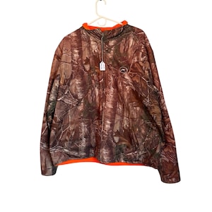 Realtree Xtra Camo Reversible Hunting Jacket – Blaze Orange Fleece & Camouflage Shell, Size XL