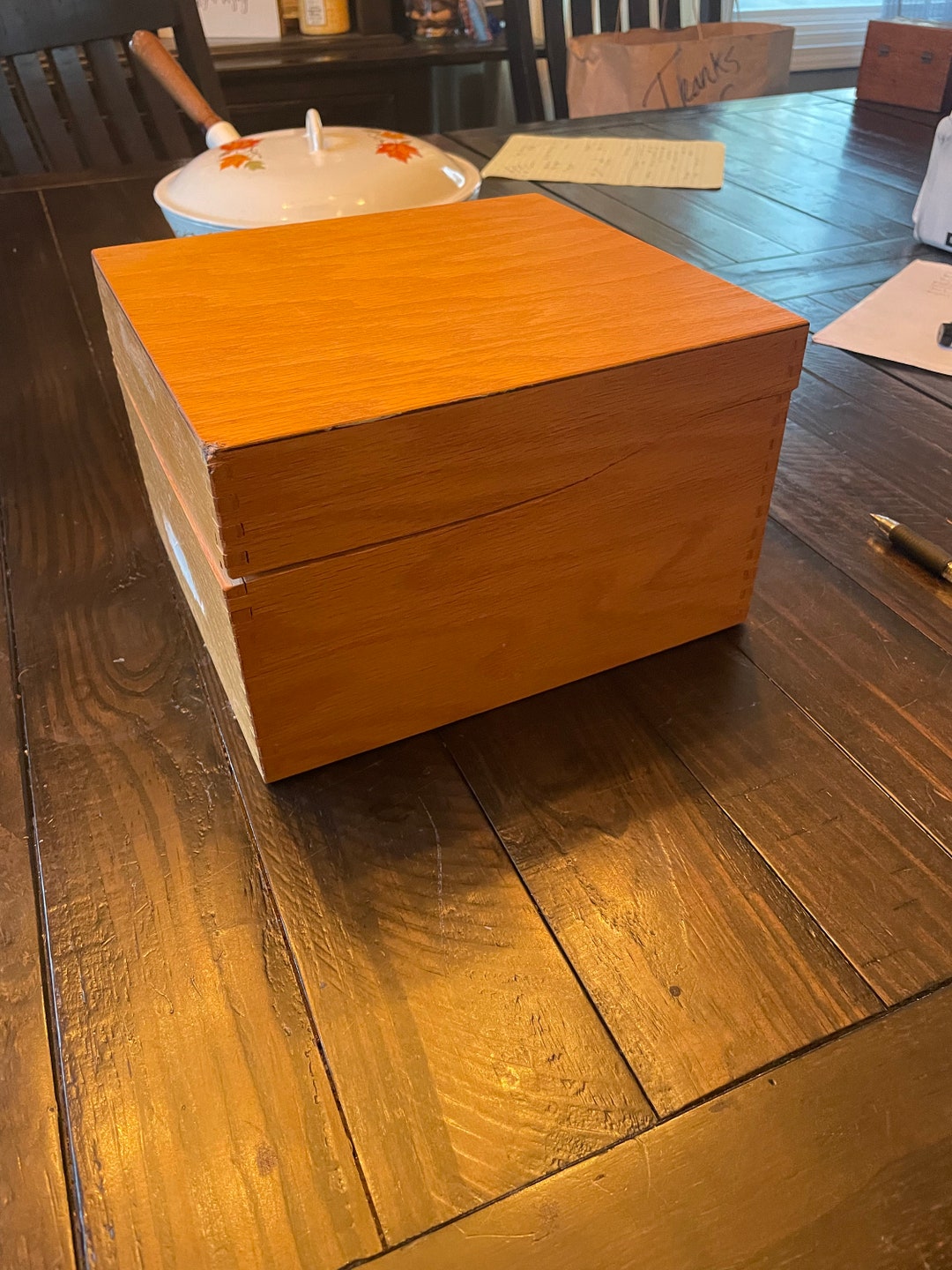 Recipe Box Card Catalog Wooden Box for Office Storage Order Retro