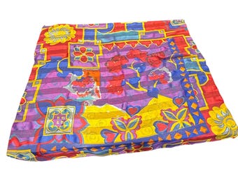 Vintage Berkshire Scarf – Made in Italy, Bold Abstract Floral Geometric Print, Colorful Square Scarf