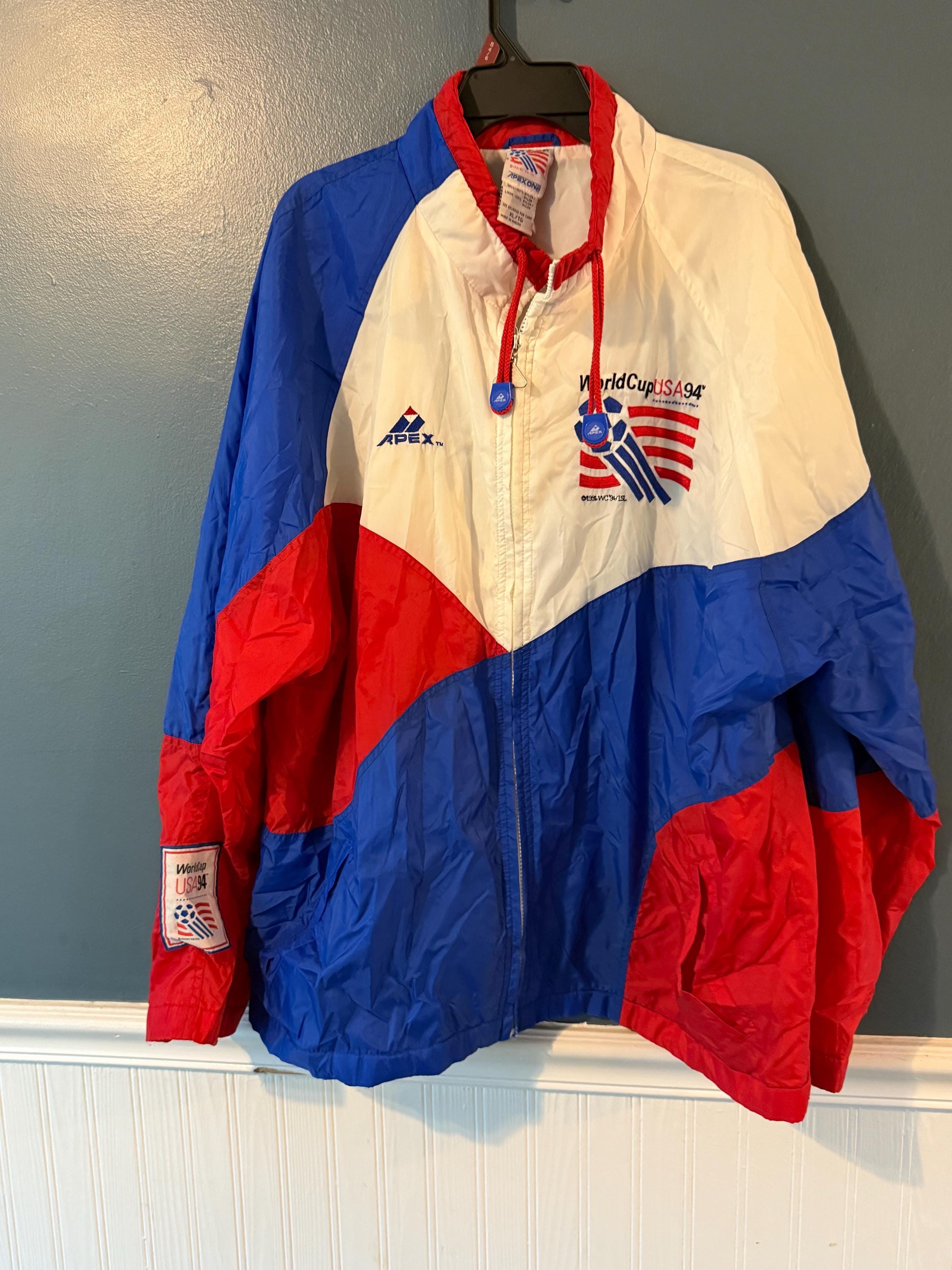 Vintage 1994 World Cup USA Soccer Jacket – Apex One Red White Blue
