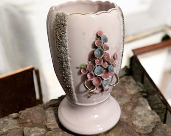 Vase vintage Lefton en Chine - Motif floral peint à la main, exclusivité Japon, 7,5 pouces de haut