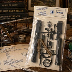Vintage Vickers Machine Gun Model Kit Williams Bros #16000 WWI Aircraft Gun 1/6 Scale Rare Military Hobby Kit Made USA