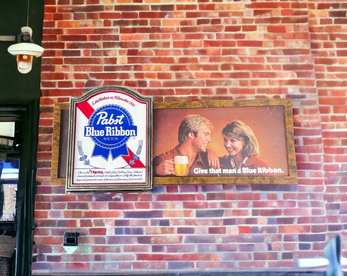 Pabst Blue Ribbon Antique Beer Sign Give That Man a Blue Ribbon - Etsy