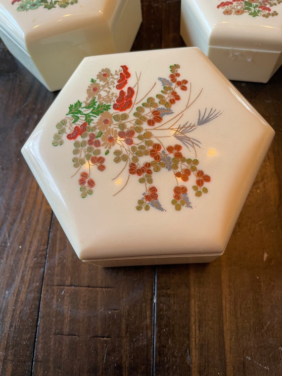 Vintage Chinese Nesting Boxes hand-painted plasti… - image 2