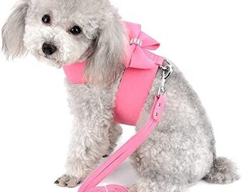 Outdoor Mini Yorkie Pet Dog Soft Suede Leather Teacup Puppy Harness Vest Collar 