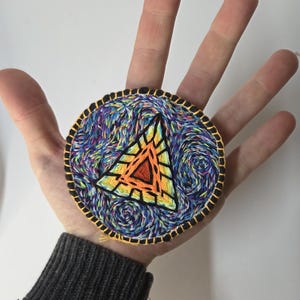 Gothic Embroidered Patch Sew On Triangle Sigil 5x5 Occult Patch Handmade Felt Patch for Jackets Bags Alt Fashion
