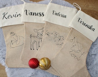 Nikolausstiefel personalisiert , Nikolaussack, Nikolaussocke, Nikolausstrumpf, Weihnachtssack individuell mit Name,