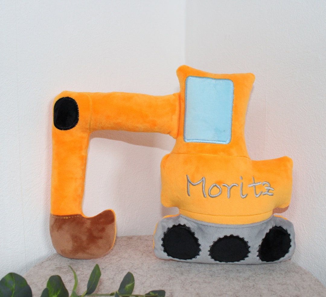 Peluche Excavatrice Pour Enfant - 26 X 23 Cm, En Peluche Douce, Cadeau Idéal Pour Garçons Et Filles, Bleu Ou Jaune - 9