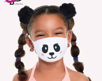 Washable Little girl, Toddler cute and super comfort stretch face mask & hairband matching sets