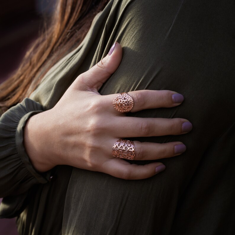 Dainty Ring Rose Gold Plated Statement Ring Rose Gold Ornament Ring Filigree Ring Rose Gold plated Boho Ring Rose Gold Plated Rings
