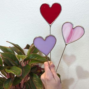 Valentine&#39;s Heart Stained Glass Plant Stakes