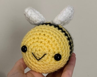 Crochet Amigurumi Bee | Plush Bumble Bee | Cute Bumblebee Squishy Plushie | Stuffed Animal Bee with Flower