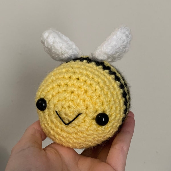 Crochet Amigurumi Bee | Plush Bumble Bee | Cute Bumblebee Squishy Plushie | Stuffed Animal Bee with Flower