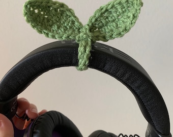 Crochet Sprout Decoration | Headphone Wrap Accessory | Cute Leaf Headband Wrap