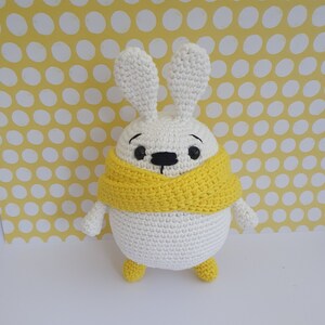 Easter Bunny, Easter Toy, Bunny Rabbit, Bunny with Scarf, Cold Bunny, White Bunny with Yellow Scarf, Chubby Bunny, Bunny Rabbit with Scarf
