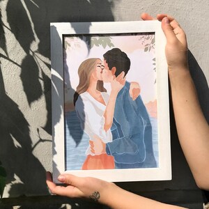 Couple portrait • Custom Anniversary Gift for Boyfriend • Long distance relationship gift • Cartoon Portrait from Photo