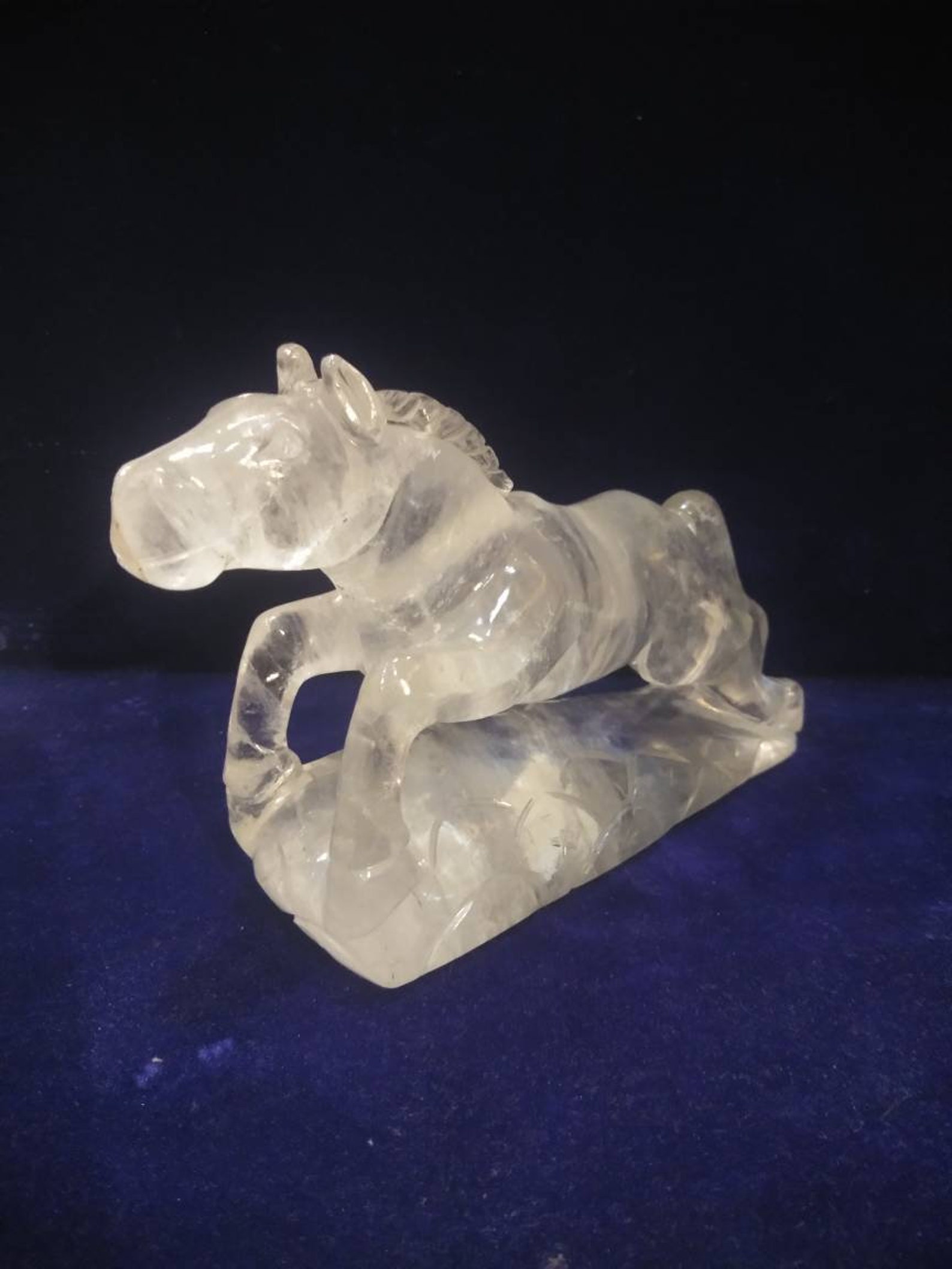 Natural clear crystal stone hand carved Running Horse statue Etsy