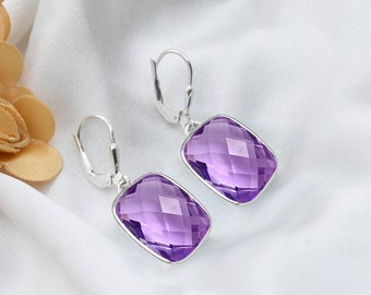 Handgefertigte Amethyst Ohrhänger, Sterling Silber