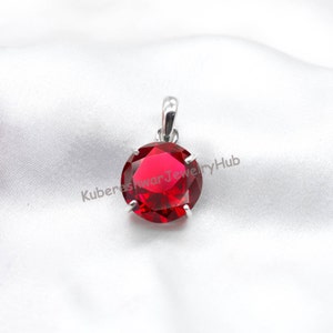 Red Garnet Pendant: 925 Sterling Silver January Birthstone