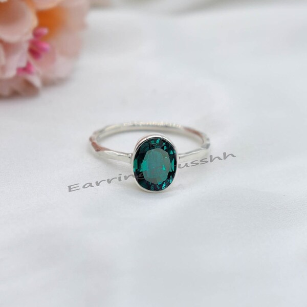 Delicate Teal Sapphire Ring, Engagement Ring, Sapphire Ring, September Birthstone Gift, 925 Sterling Silver, Solitaire Minimalist Ring Gift