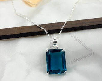 Namana Teardrop Necklace – Sparkling Champagne Or Sapphire Blue CZ Gemstone Pendant, Rose Gold Or Silver Plated, Adjustable Chain With Gift Box