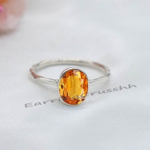 Dainty Citrine Ring: 925 Sterling Silver, November Birthstone