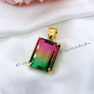 Extra Large Watermelon Tourmaline Pendant, Tourmaline Pendant, Cocktail Pendant, Bi-Color Watermelon Pendant, 925 Sterling Silver Women Gift