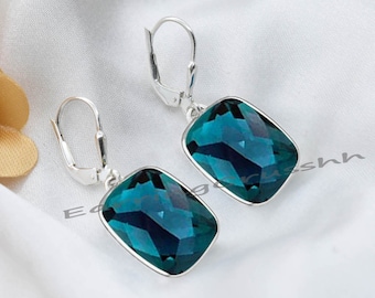 London Blue Topaz Leverback Earrings: Sterling Silver Dangle Jewelry