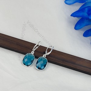 London Blue Topaz Leverback Earrings: Sterling Silver Dangle Jewelry