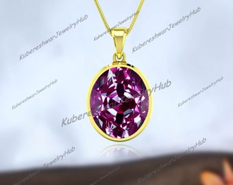 Delicate Alexandrite Pendant, Purple Alexandrite Pendant, June Birthstone Her , Color Change Oval Cut 10x14mm Pendant, 925 Sterling Silver