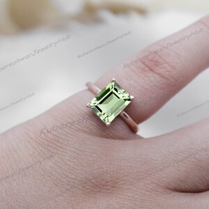 Dainty Prasiolite Ring: Green Amethyst, 925 Sterling Silver