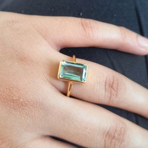 Handmade Gold Fill Aquamarine Ring: 925 Sterling Silver