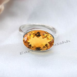 Oval Citrine Ring: 925 Sterling Silver Bezel, November Birthstone