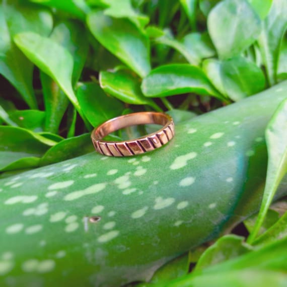 Oxidized Copper Band Ring: Rose Gold Knuckle Ring