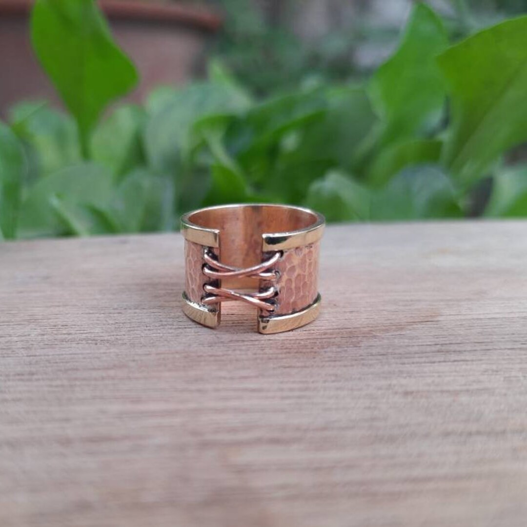 Boho Copper Band Ring Hammered Copper Ring Valentine Day Gift Women