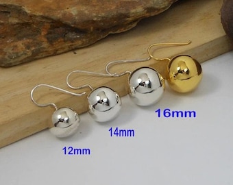 Sterling Silver Ball Drop Earrings, Minimalist Dangle Earrings