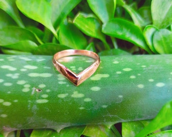 V ring chevron ring copper thin ring wave ring V shape ring handmade jewelry women jewelry simple nesting ring stacking band wishbone ring