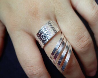 Hammered Brass Wide Band Ring: Adjustable Boho Statement Jewelry