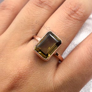 Handmade Smoky Quartz Ring: 925 Sterling Silver, Gold Vermeil