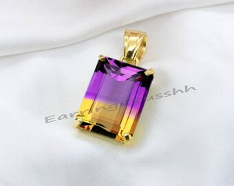 Ametrine Pendant, Multi-Color Ametrine Pendant, Extra Large Ametrine Pendant, Cocktail Pendant, 925 Sterling Silver, Women Delicate Jewelry