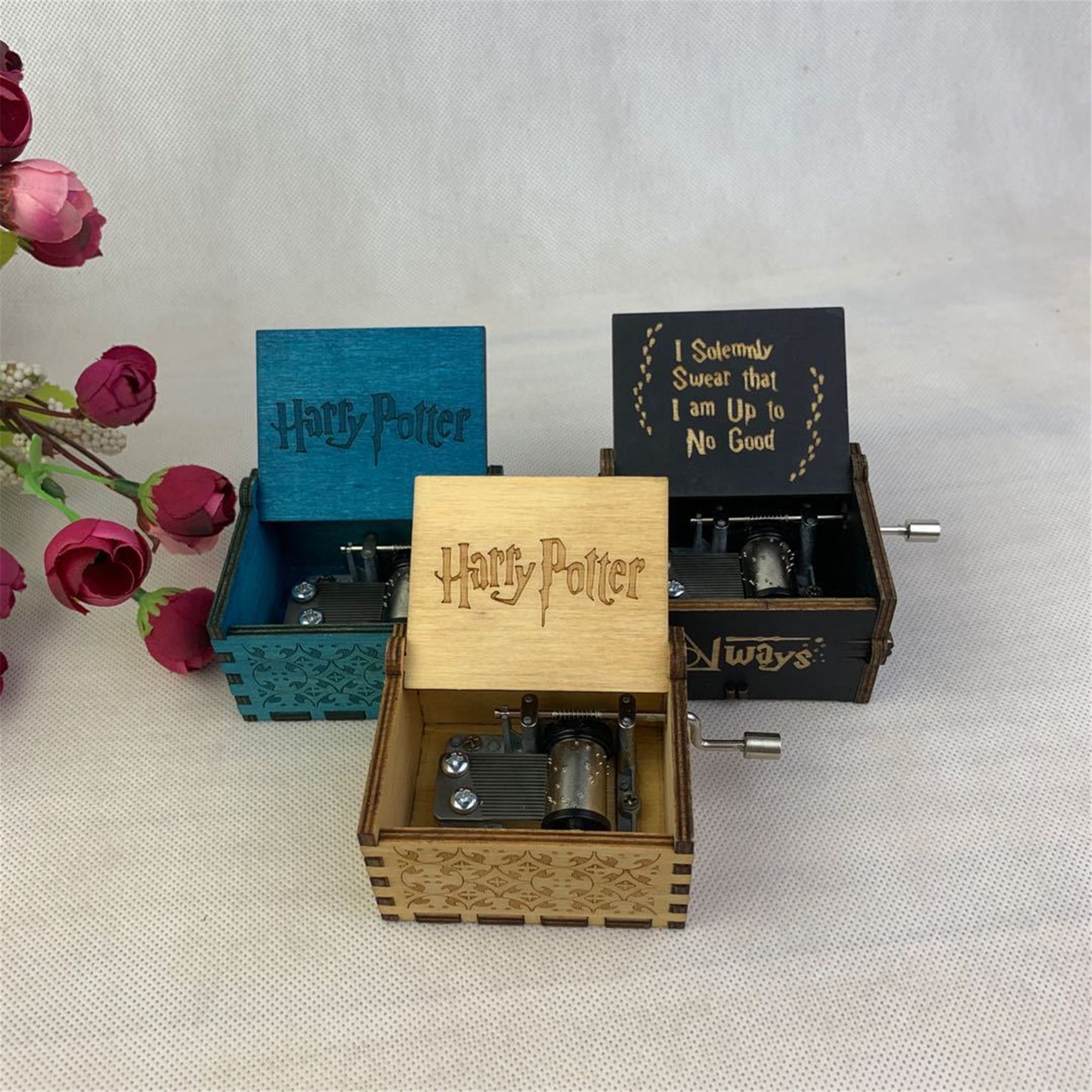 Harry Potter Handcranked Wooden Music Box Featuring Music Etsy
