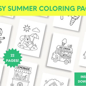 Summer Coloring Pages for Kids Ages 3–8 PDF Printable Coloring Book for Toddlers & Children Fun Easy Summer Activities Instant Download Art