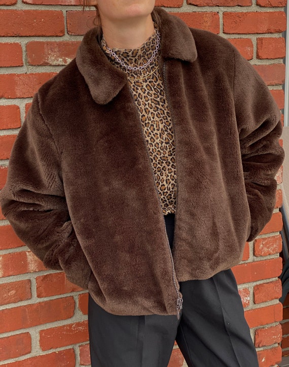 Brown faux fur coat
